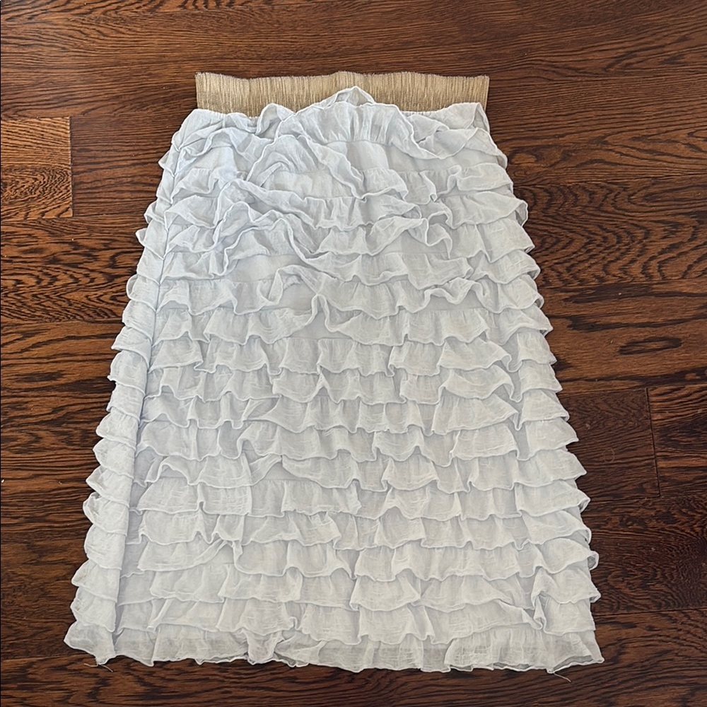 White Ruffled Midi Skirt